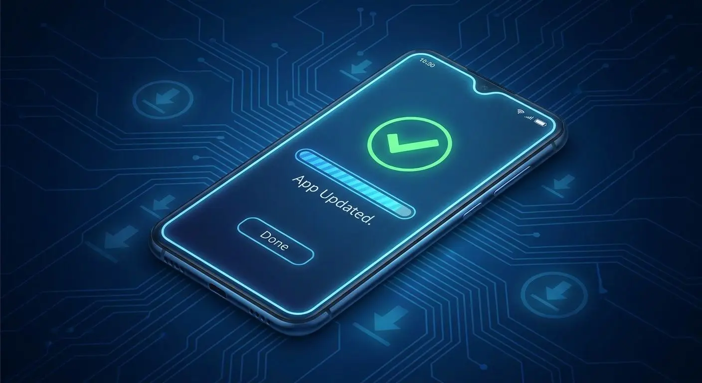 Móvil Android mostrando actualización en curso de una aplicación