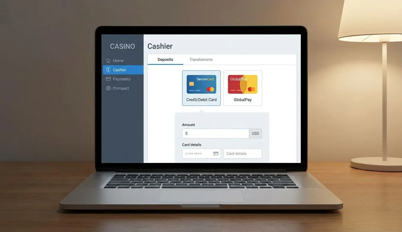 Pantalla de cajero online con opción de depósito usando tarjetas bancarias