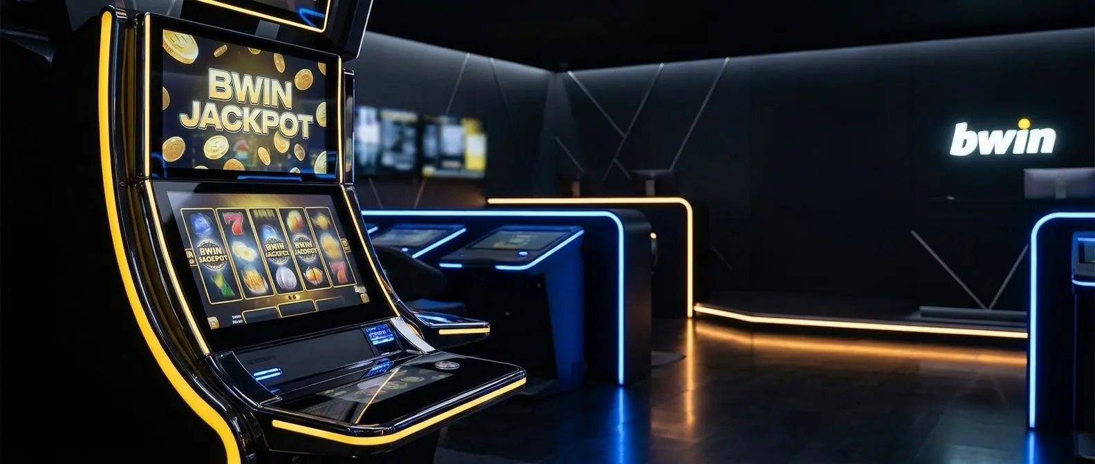 Banner de casino online moderno con tragaperras iluminada y ambiente digital