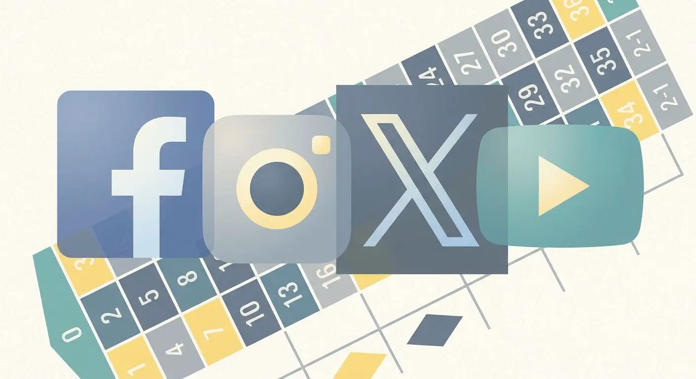 Collage de iconos de redes sociales sobre fondo de ruleta de casino