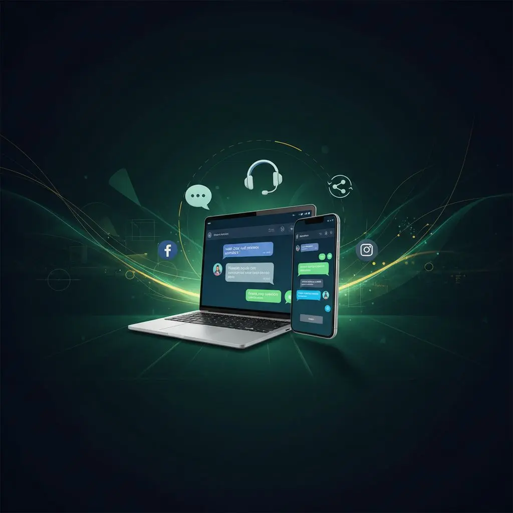 Banner con ilustración de chat de soporte y canales de contacto de Bwin