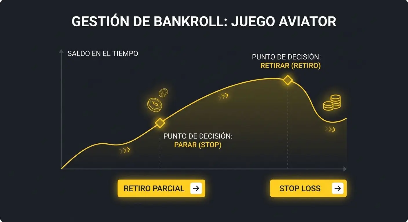 Esquema visual de gestión de bankroll en Aviator Bwin