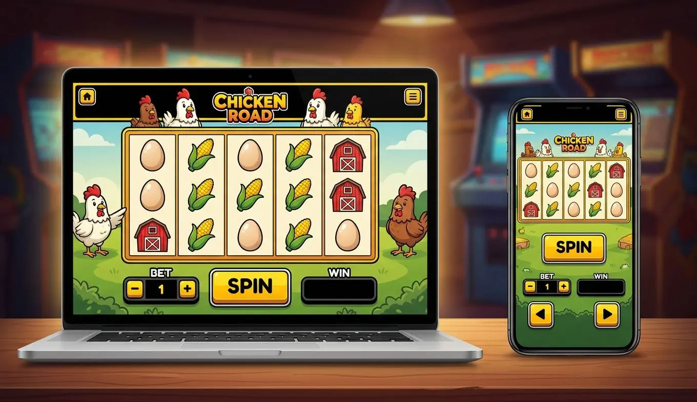 Pantalla de juego de Chicken Road en Bwin con interfaz de tragaperras