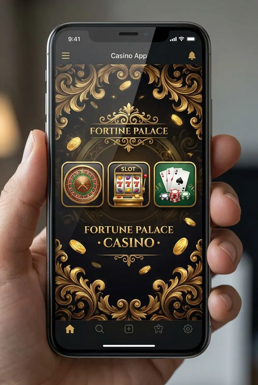 Vista general de una app de casino en la pantalla de un móvil