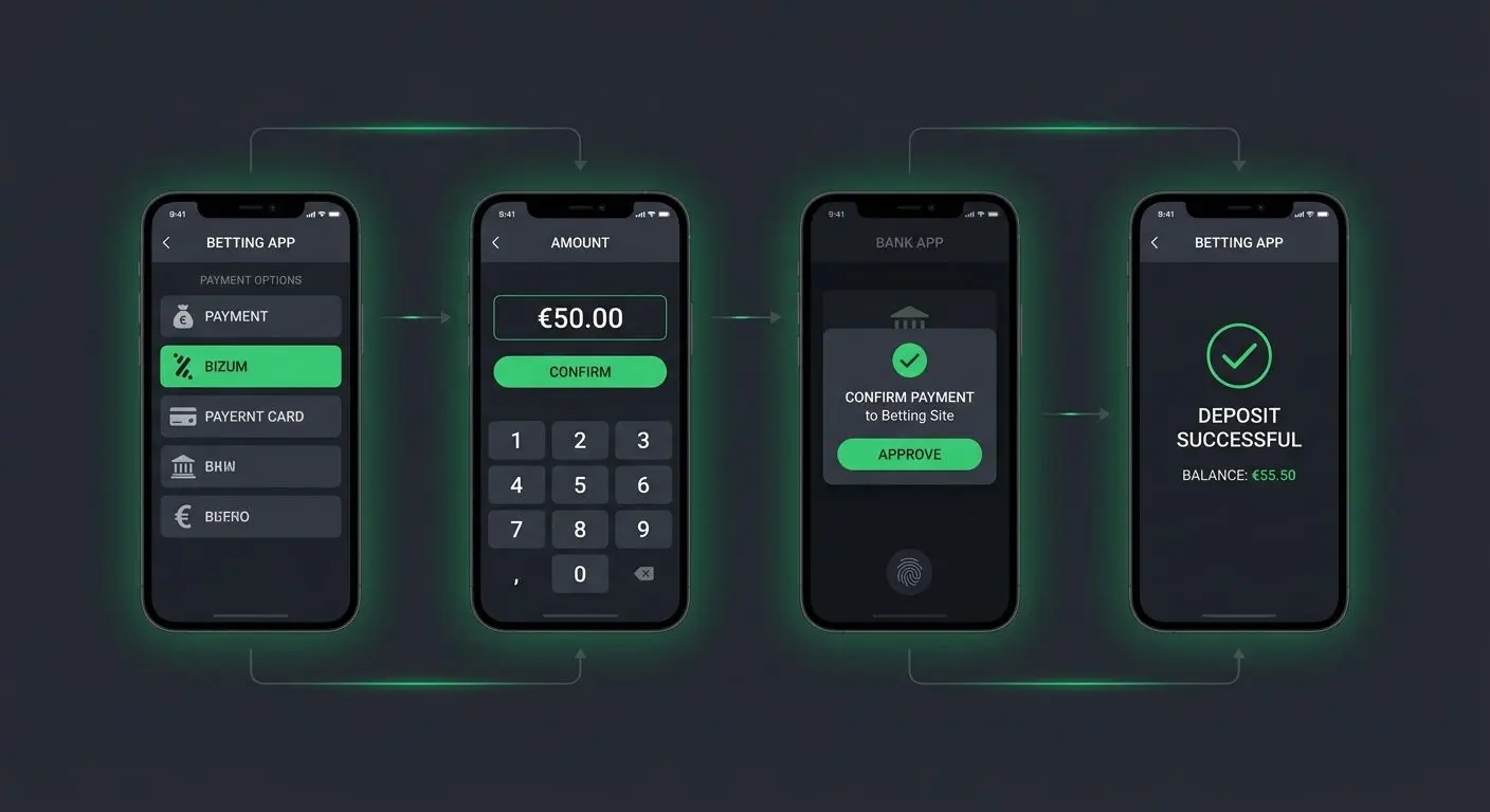 Flujo de pasos para hacer un depósito en Bwin con Bizum