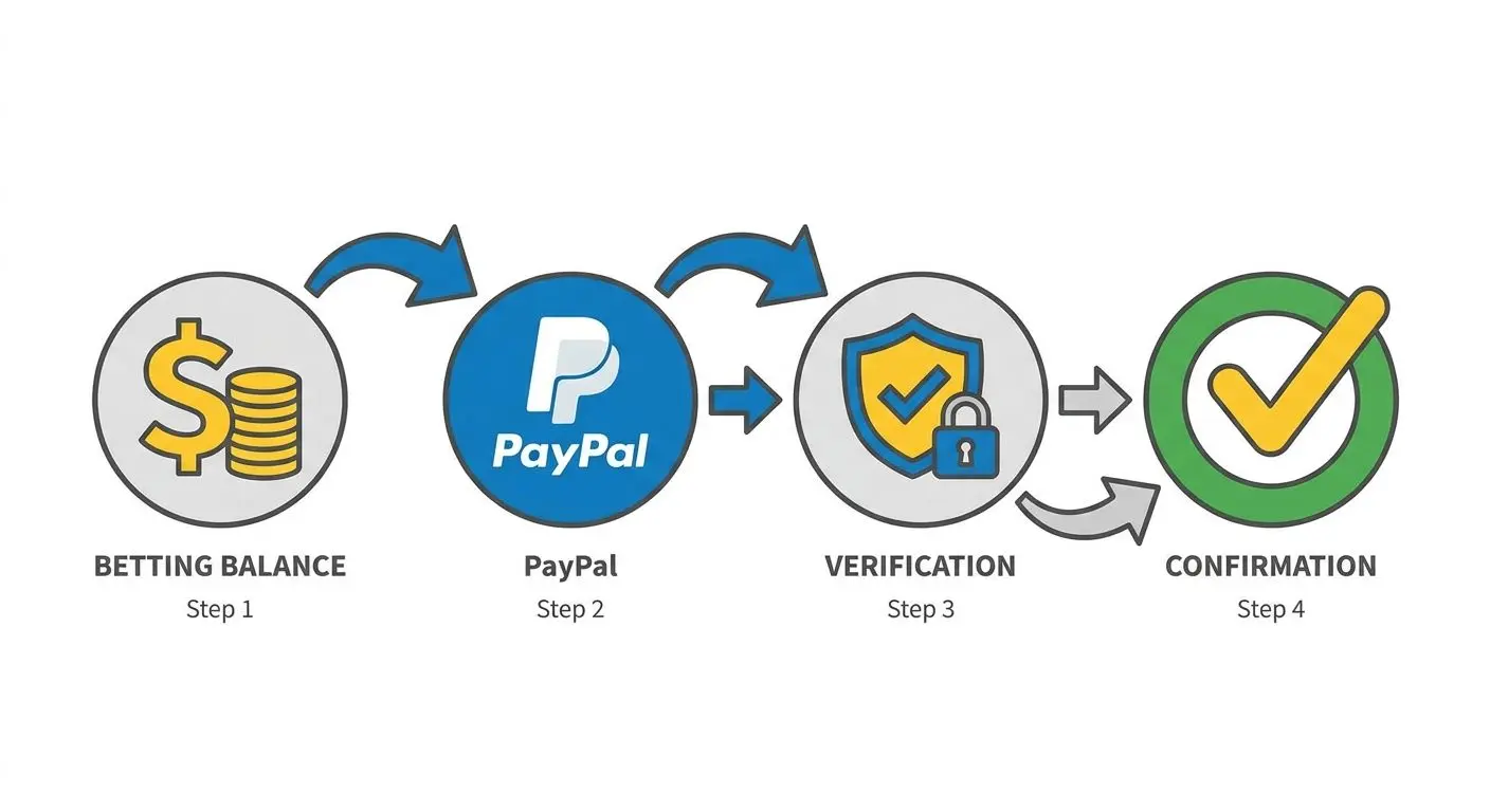 Esquema de los pasos para retirar saldo de Bwin a PayPal